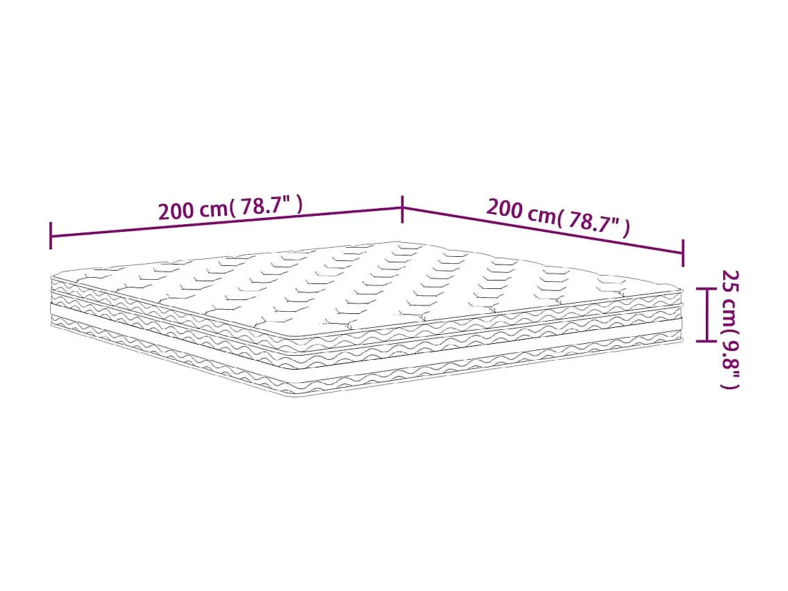 Matelas à ressorts ensachés moyen 200x200 cm