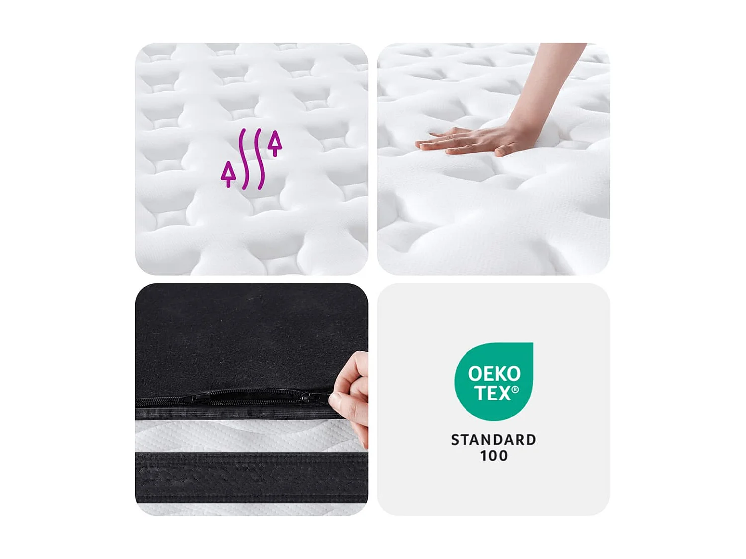 Matelas à ressorts ensachés moyen 200x200 cm