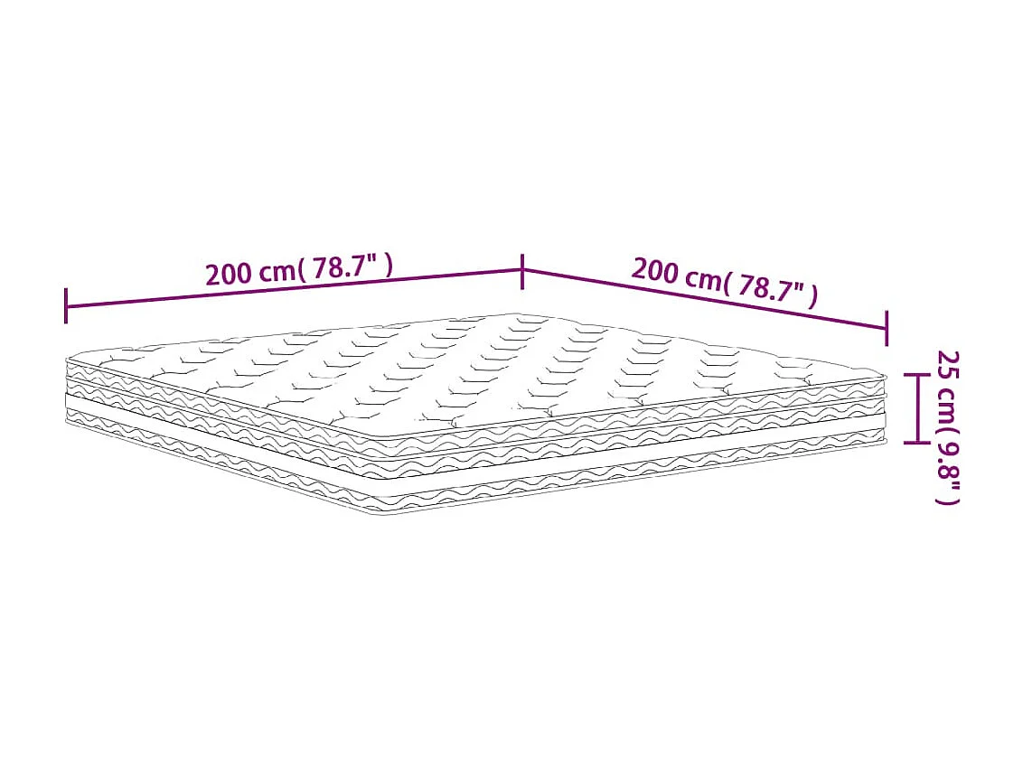 Matelas à ressorts ensachés moyen 200x200 cm
