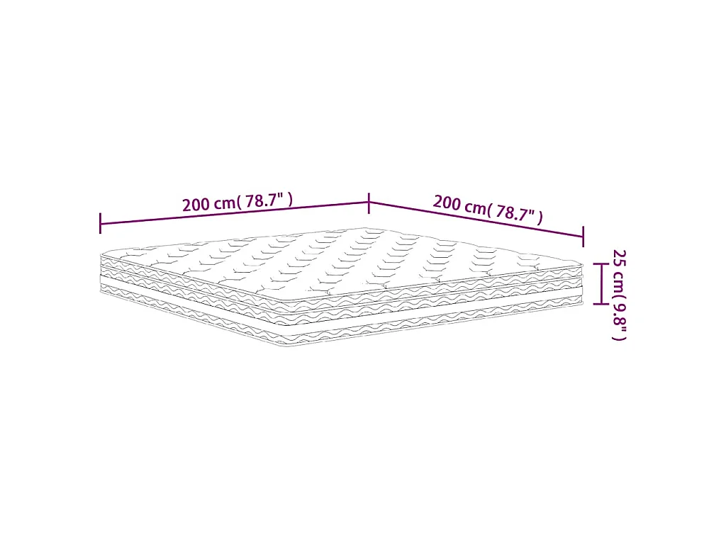 Matelas à ressorts ensachés moyen 200x200 cm