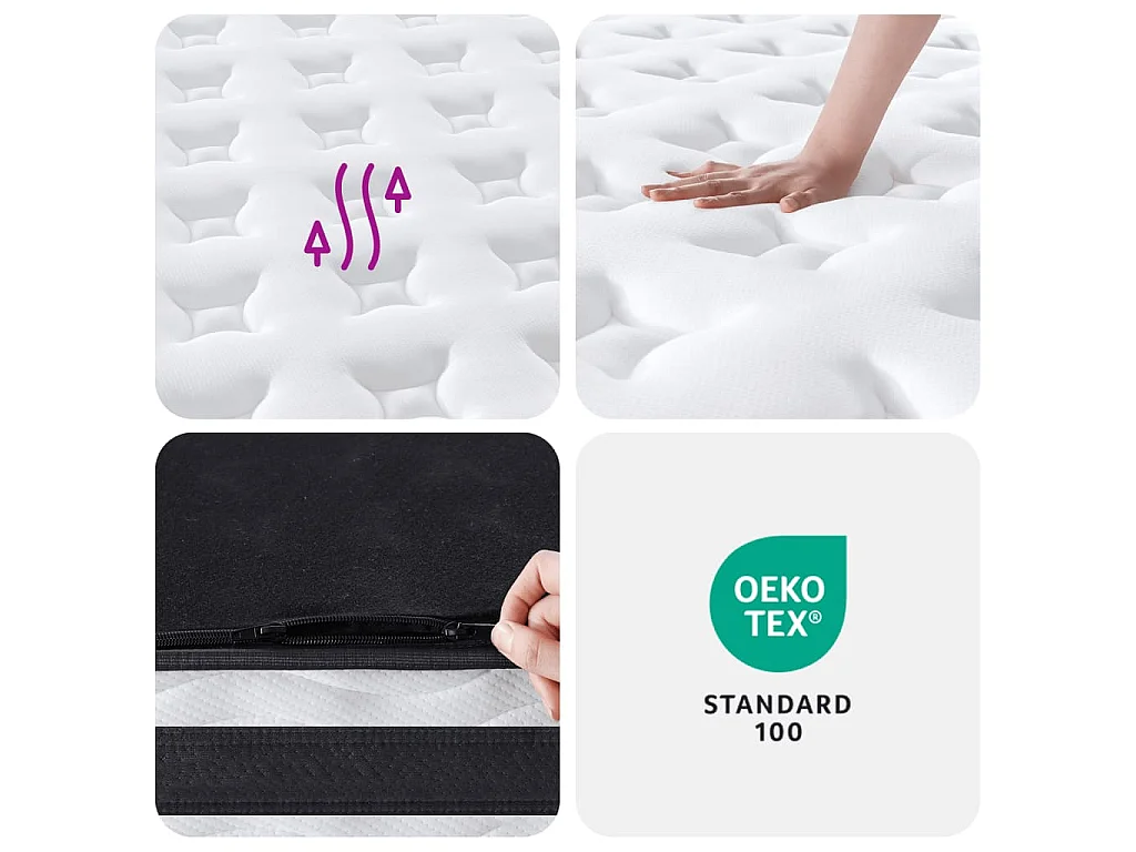 Matelas à ressorts ensachés moyen 200x200 cm