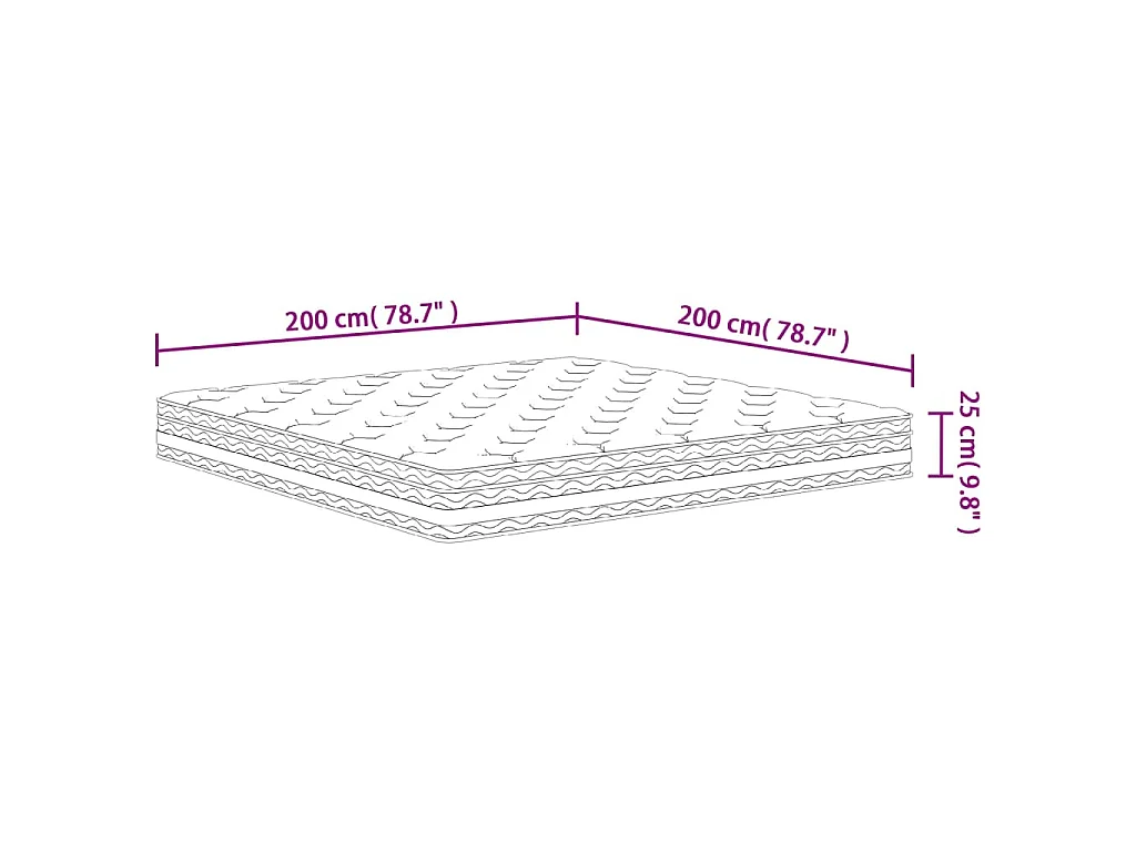 Matelas à ressorts ensachés moyen 200x200 cm