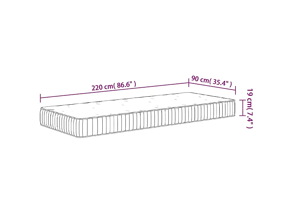 Matelas à ressorts ensachés moyen 90x220 cm