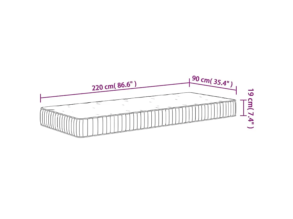 Matelas à ressorts ensachés moyen 90x220 cm