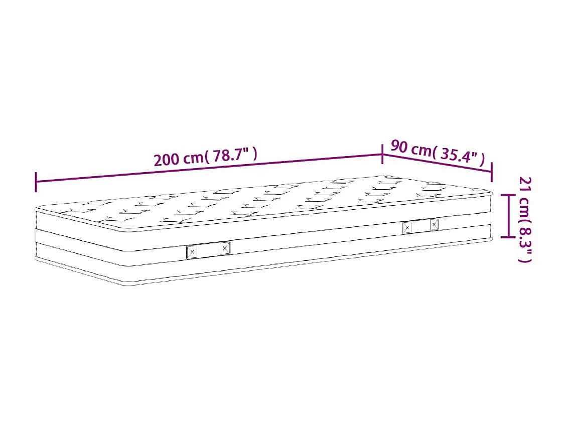 Matelas à ressorts bonnell moyen 90x200 cm