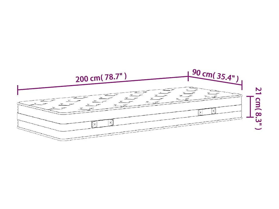Matelas à ressorts bonnell moyen 90x200 cm