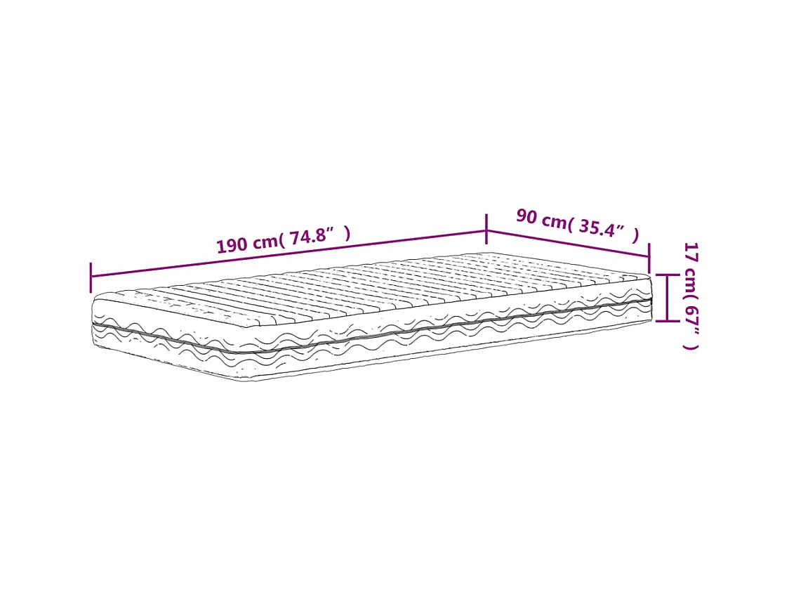 Matelas en mousse blanc 90x190 cm dureté H2 H3