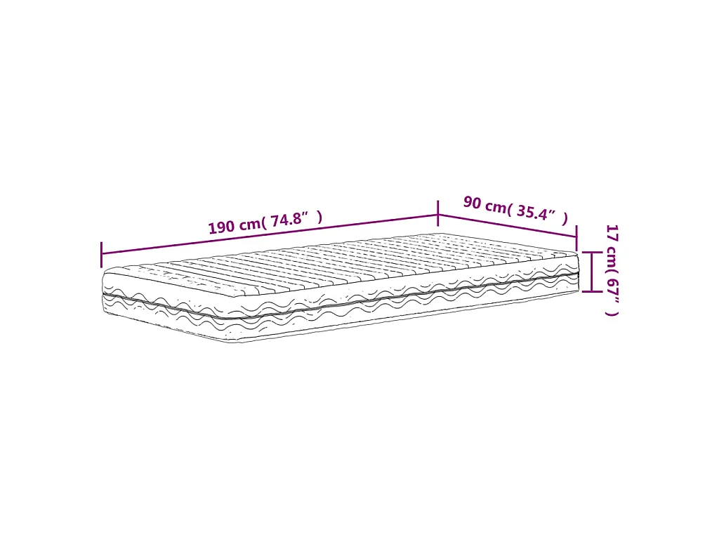 Matelas en mousse blanc 90x190 cm dureté H2 H3