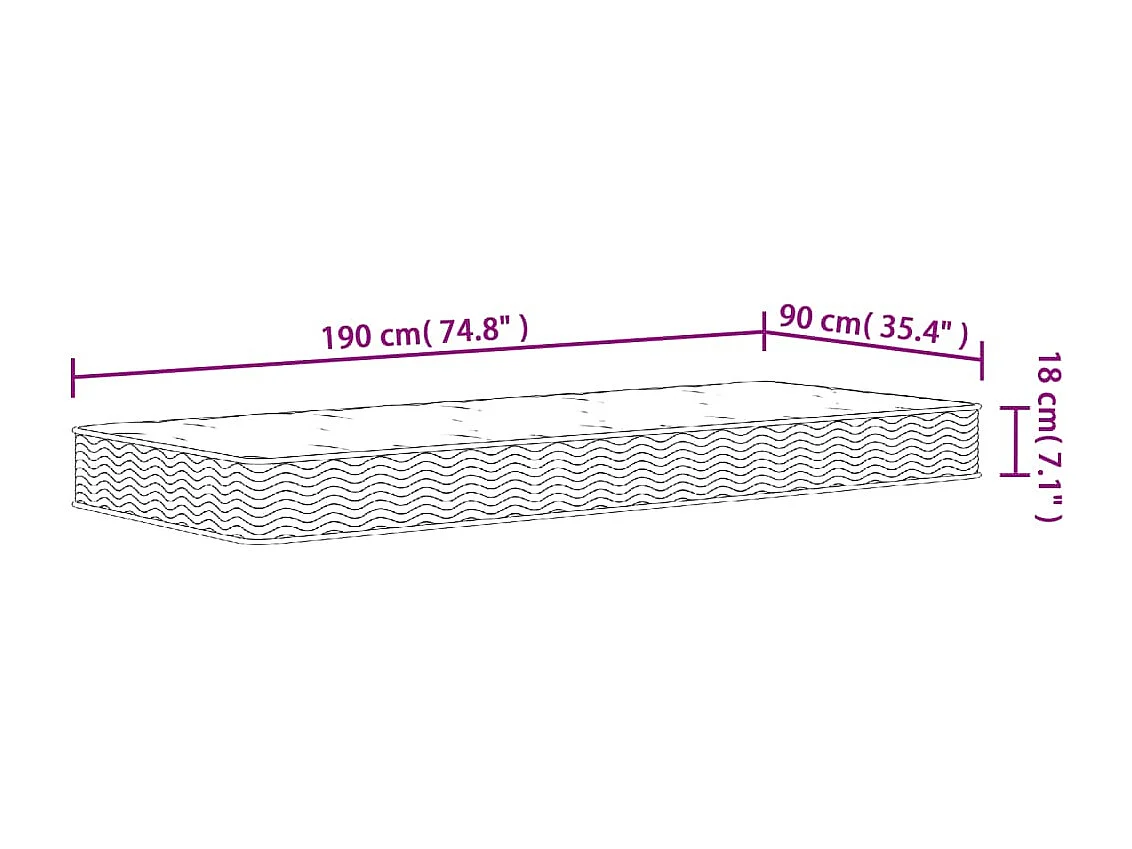 Binnenveringmatras middelhard 90x190 cm Single Size