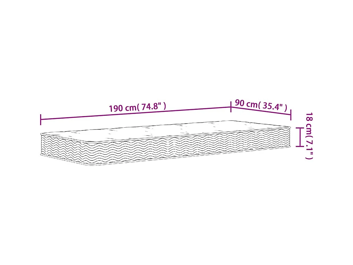 Binnenveringmatras middelhard 90x190 cm Single Size