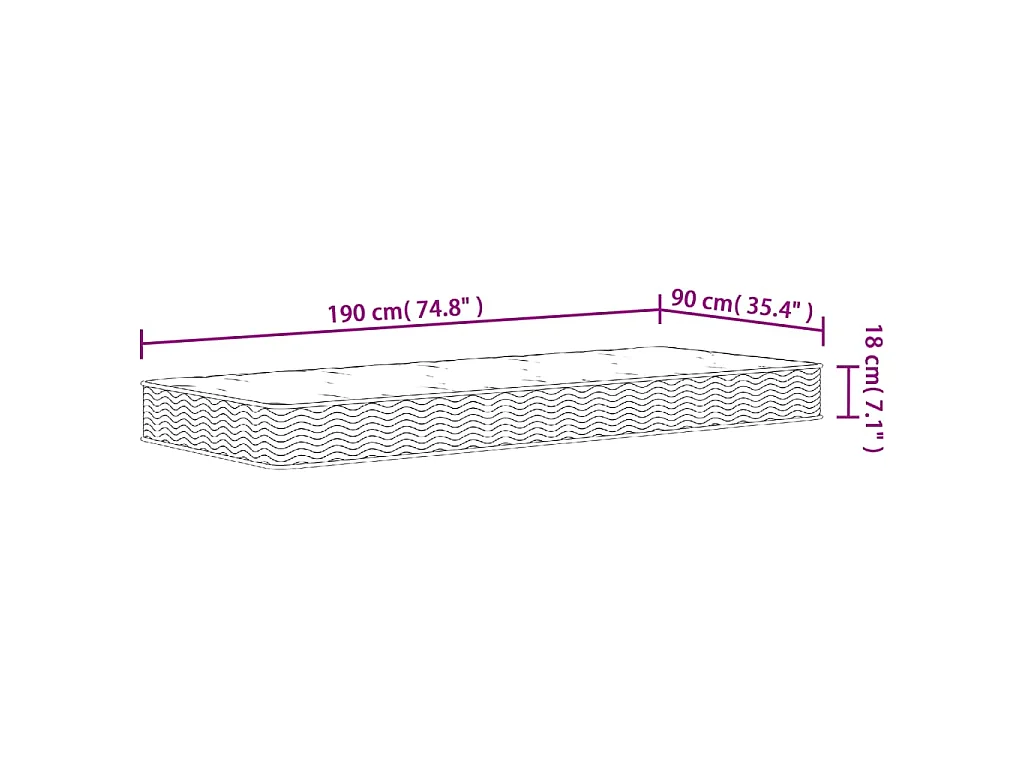 Binnenveringmatras middelhard 90x190 cm Single Size
