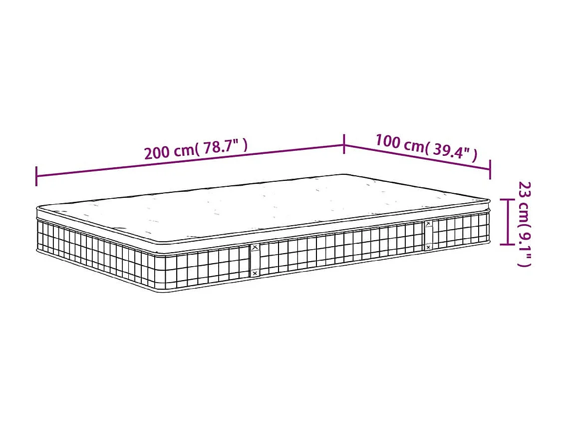 Matelas à ressorts bonnell moyen 100x200 cm