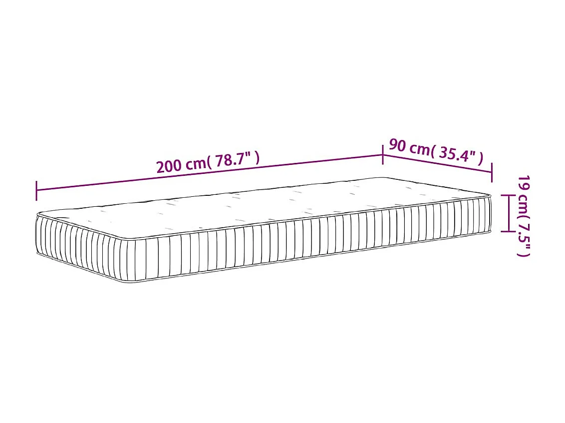 Matelas à ressorts ensachés moyen 90x200 cm