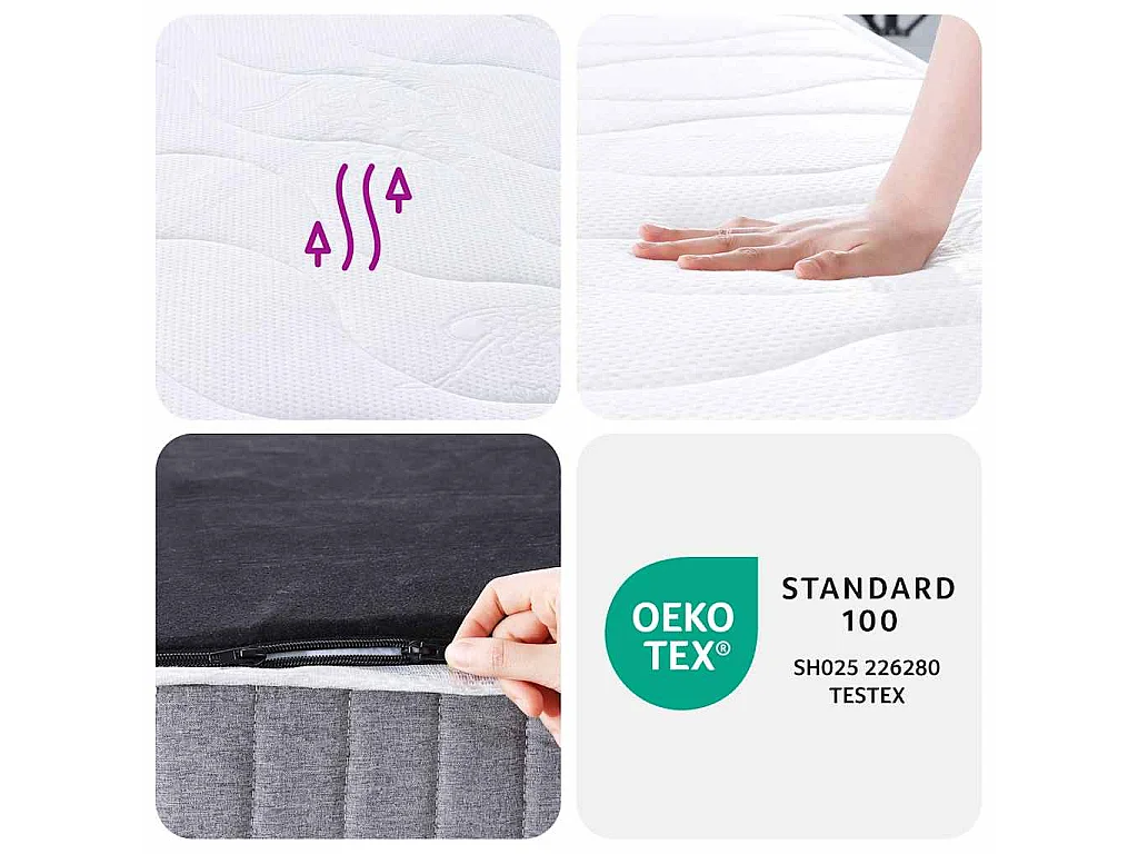 Matelas à ressorts ensachés moyen 90x200 cm