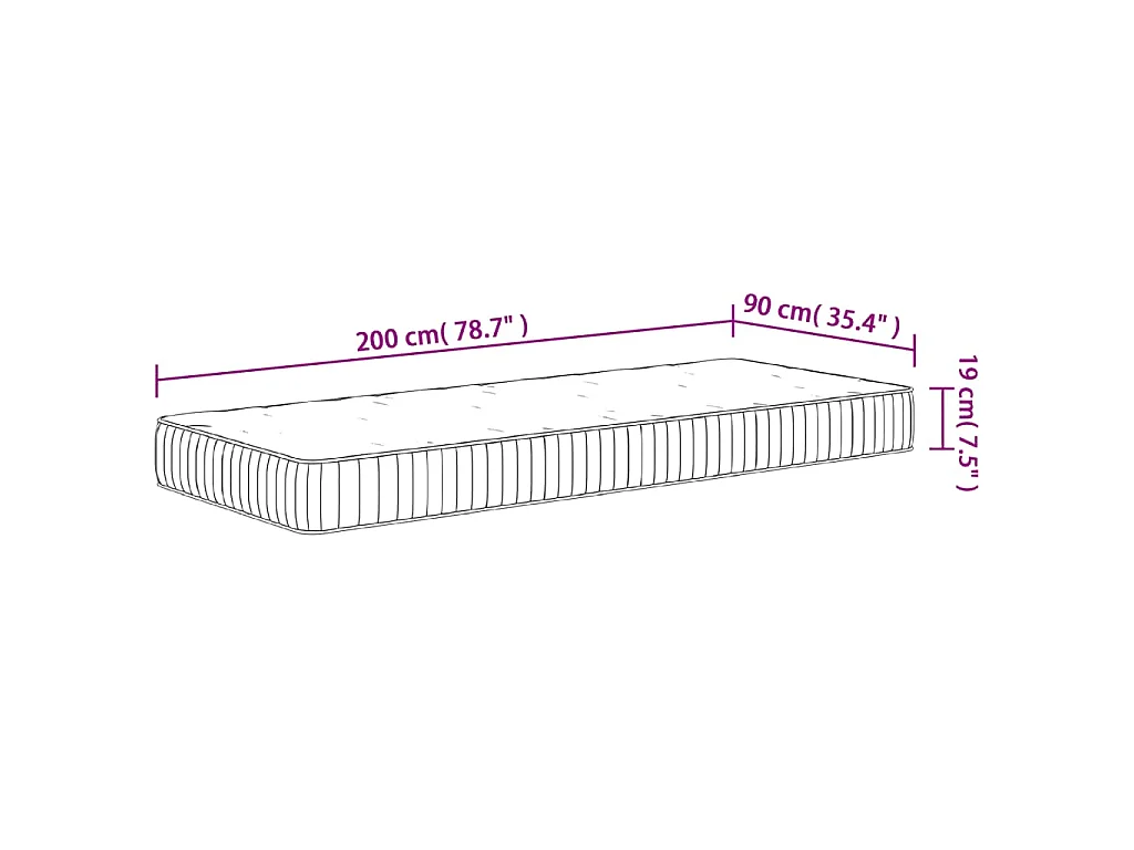 Matelas à ressorts ensachés moyen 90x200 cm