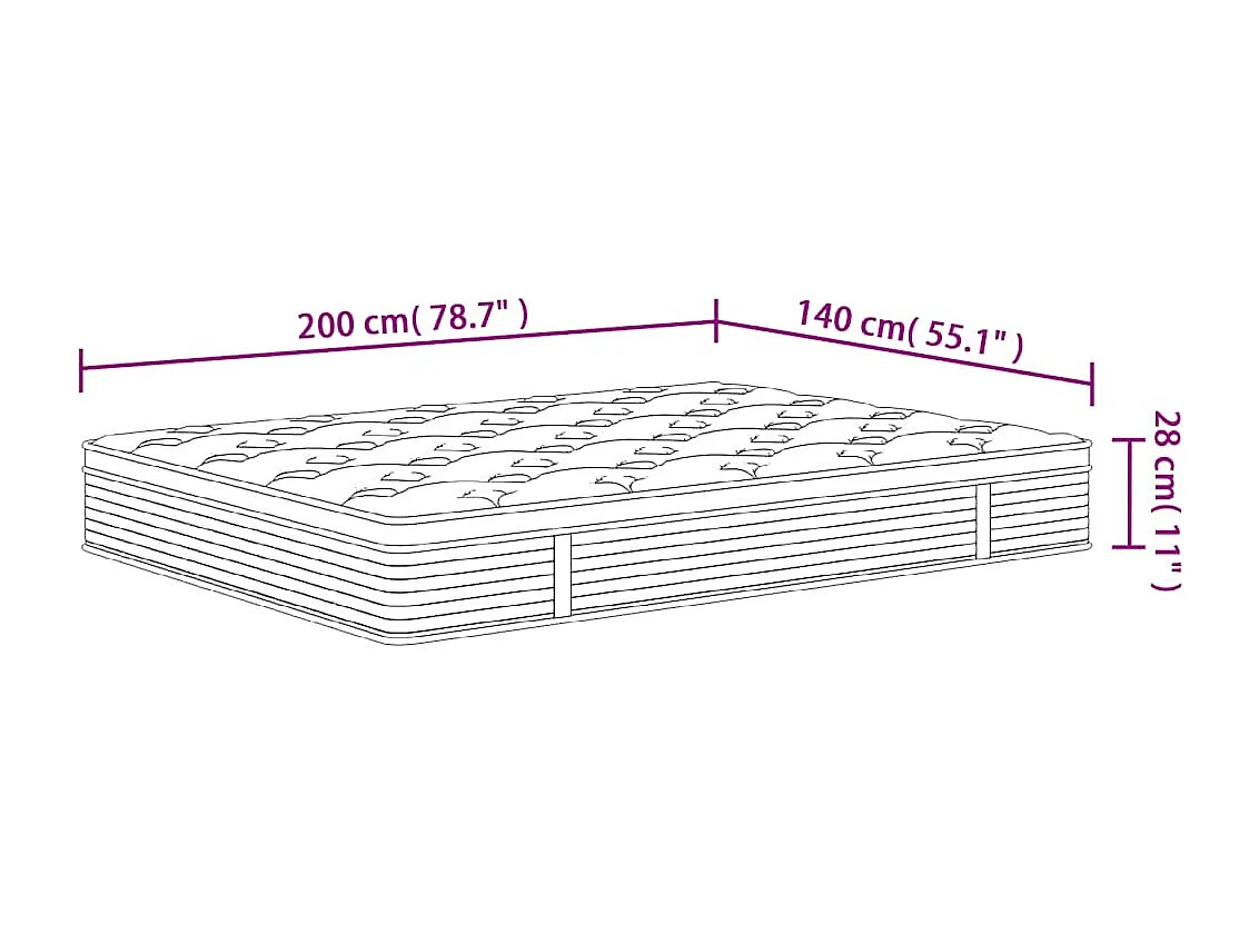 Matelas à ressorts ensachés moyen 140x200 cm