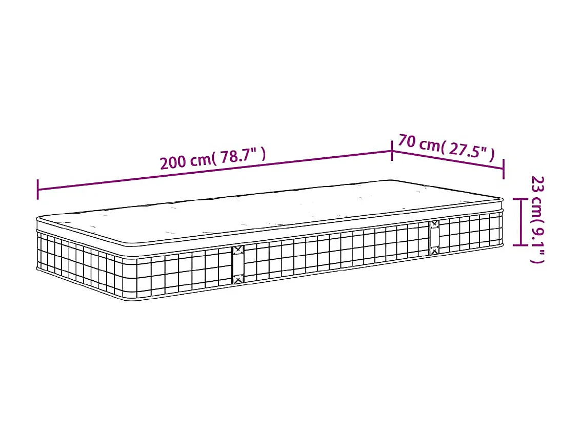 Matelas à ressorts bonnell moyen 70x200 cm