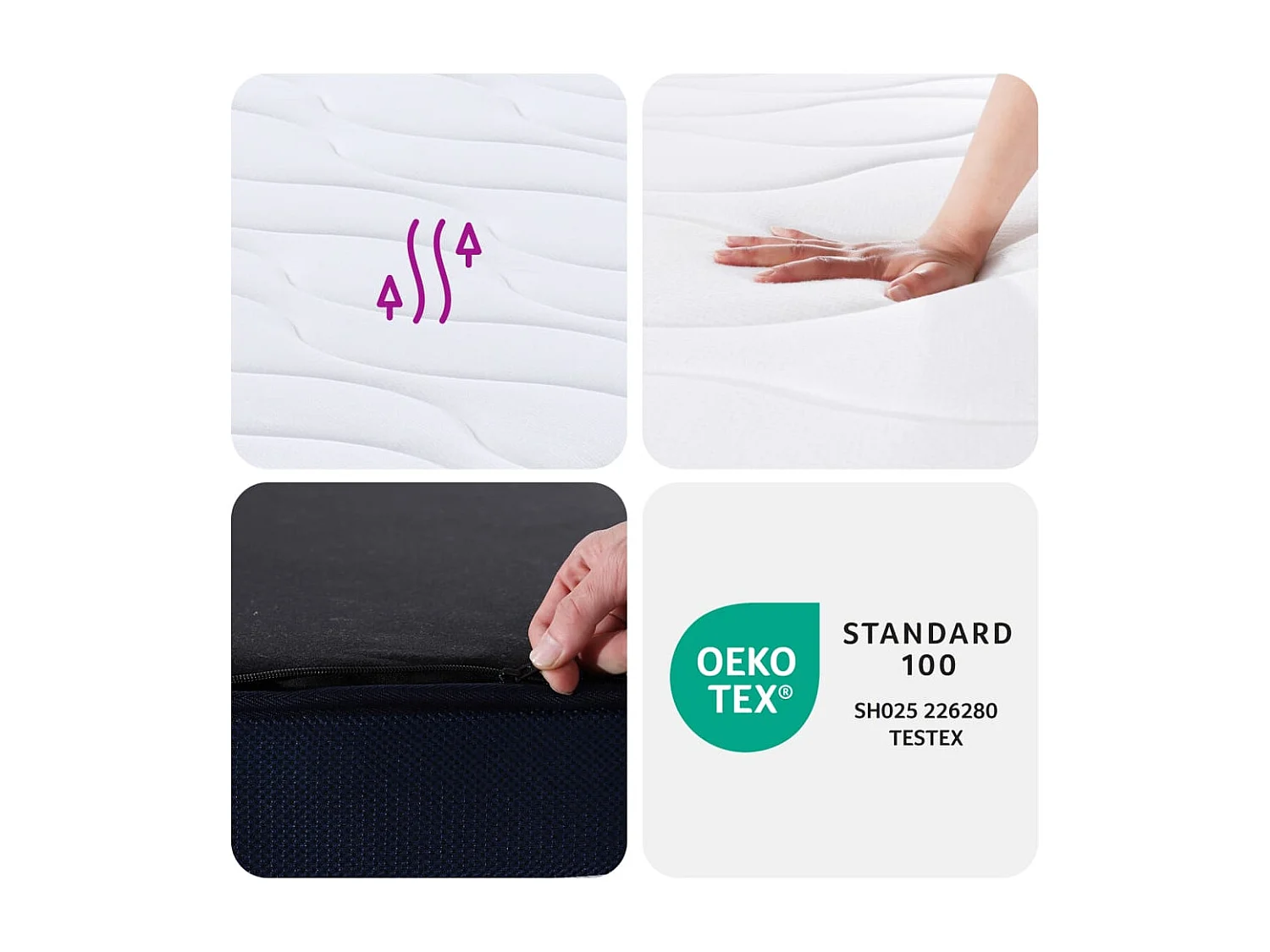 Matelas à ressorts ensachés dureté moyenne 90x200 cm