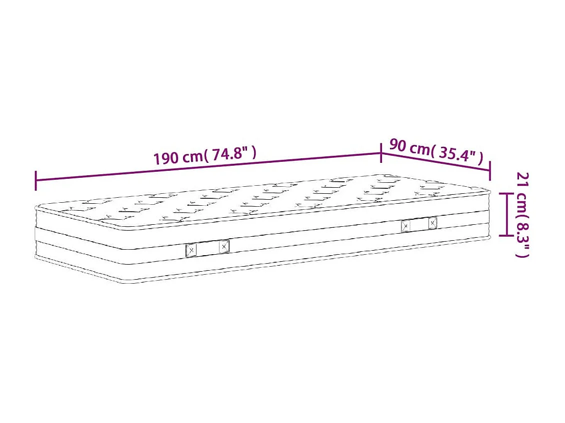 Matelas à ressorts bonnell moyen 90x190 cm