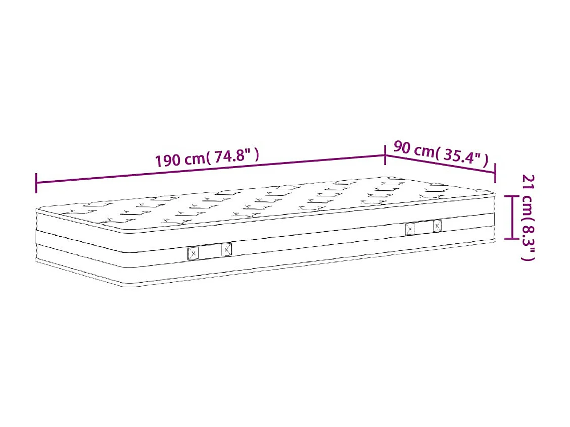 Matelas à ressorts bonnell moyen 90x190 cm