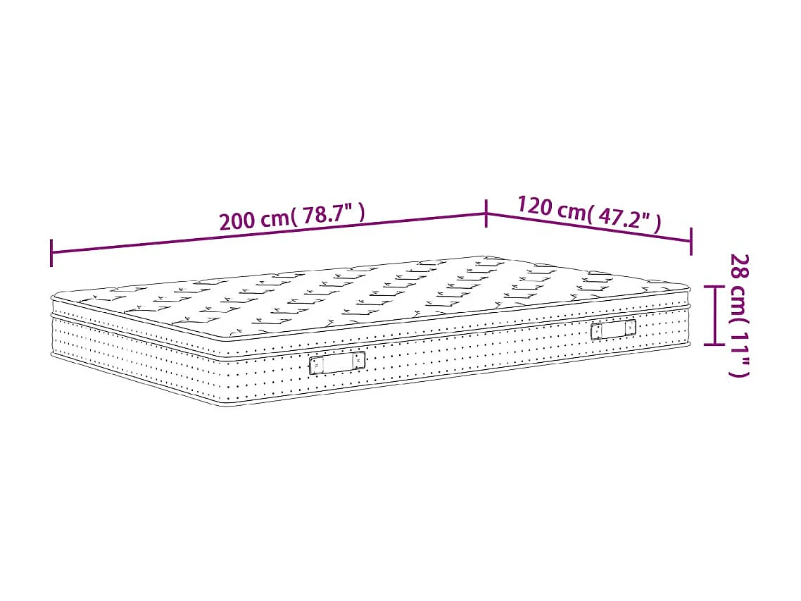 Matelas à ressorts ensachés moyen 120x200 cm