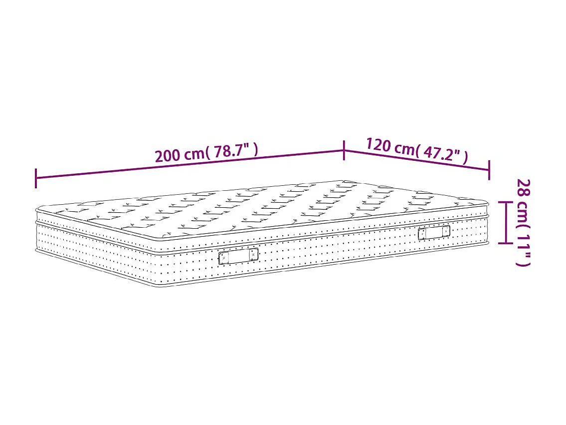 Matelas à ressorts ensachés moyen 120x200 cm