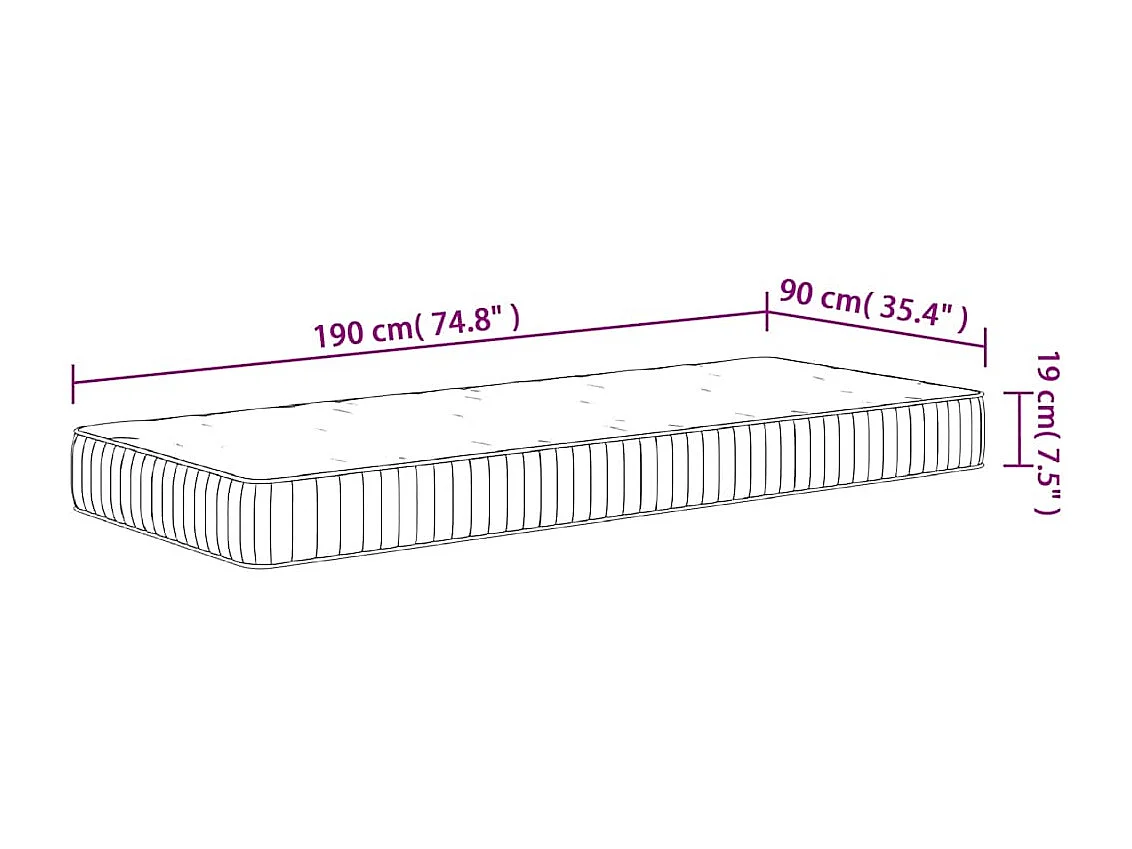 Matelas à ressorts ensachés moyen 90x190 cm