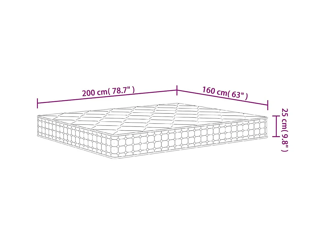 Pocketveringmatras middelhard-hard 160x200 cm Super King Size