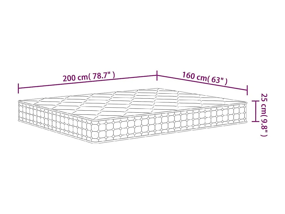 Matelas à ressorts ensachés dureté moyenne 160x200 cm