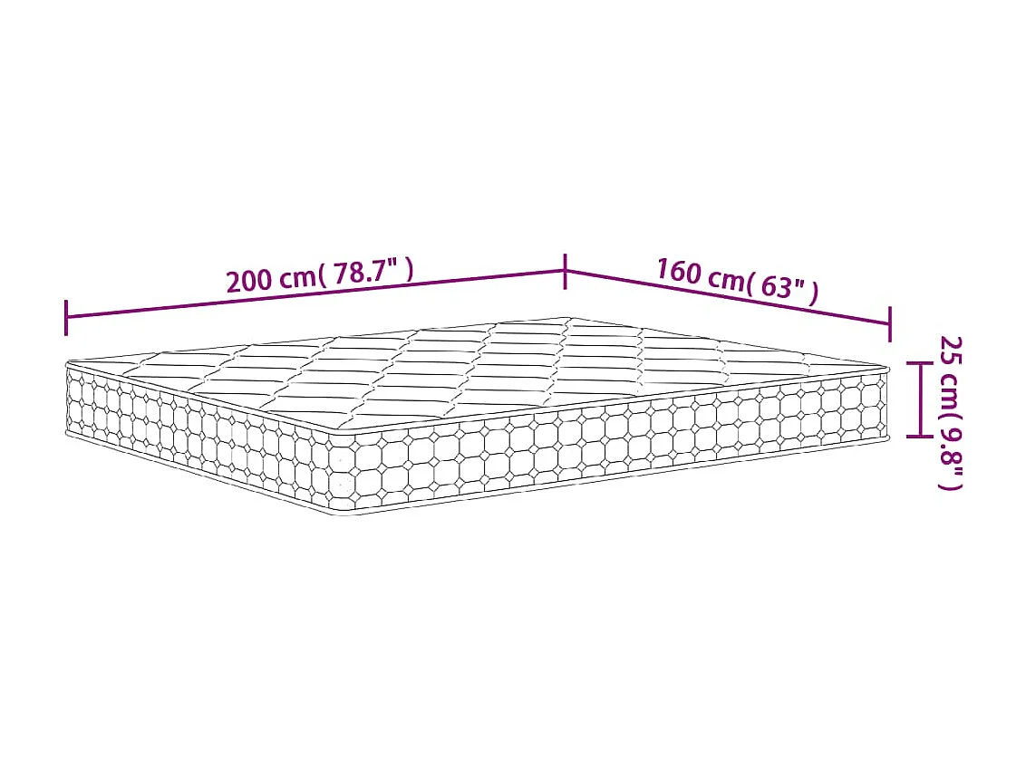 Matelas à ressorts ensachés dureté moyenne 160x200 cm