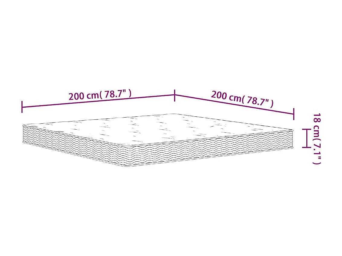 Binnenveringmatras middelhard 200x200 cm