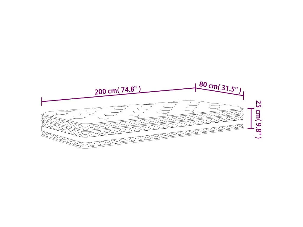 Matelas à ressorts ensachés moyen 80x200 cm