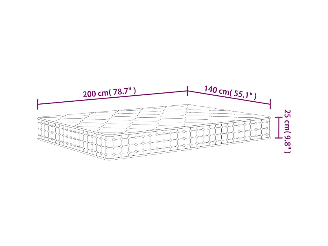 Colchón de muelles ensacados firmeza media 140x200 cm