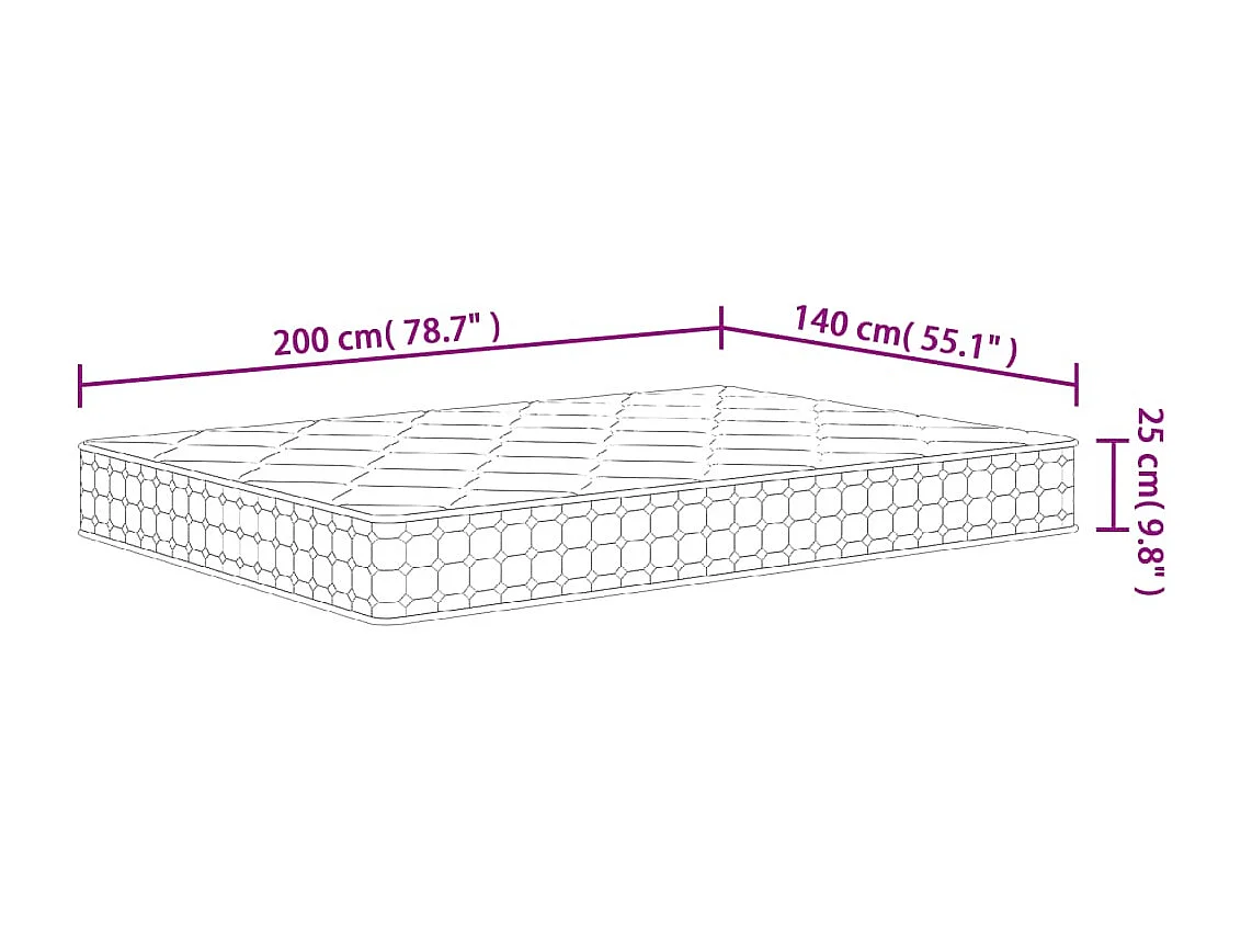 Matelas à ressorts ensachés dureté moyenne 140x200 cm