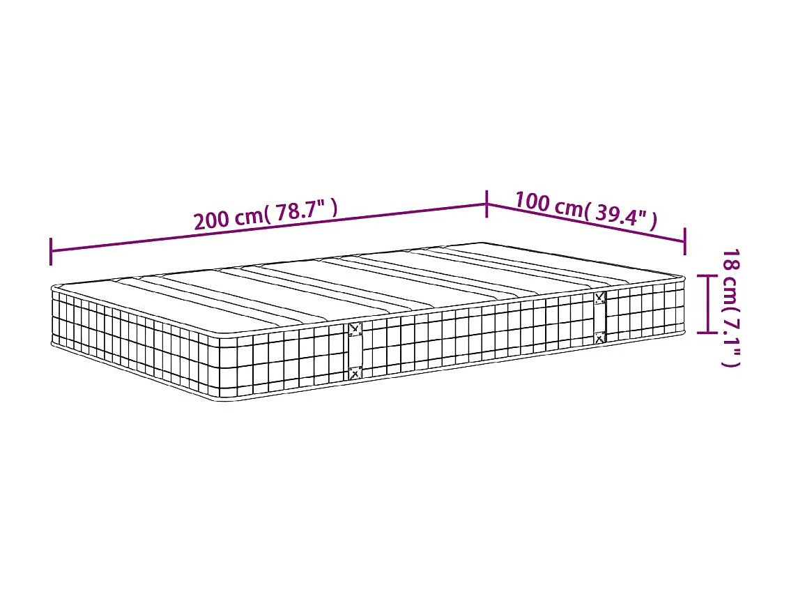 Matelas à ressorts bonnell moyen 100x200 cm