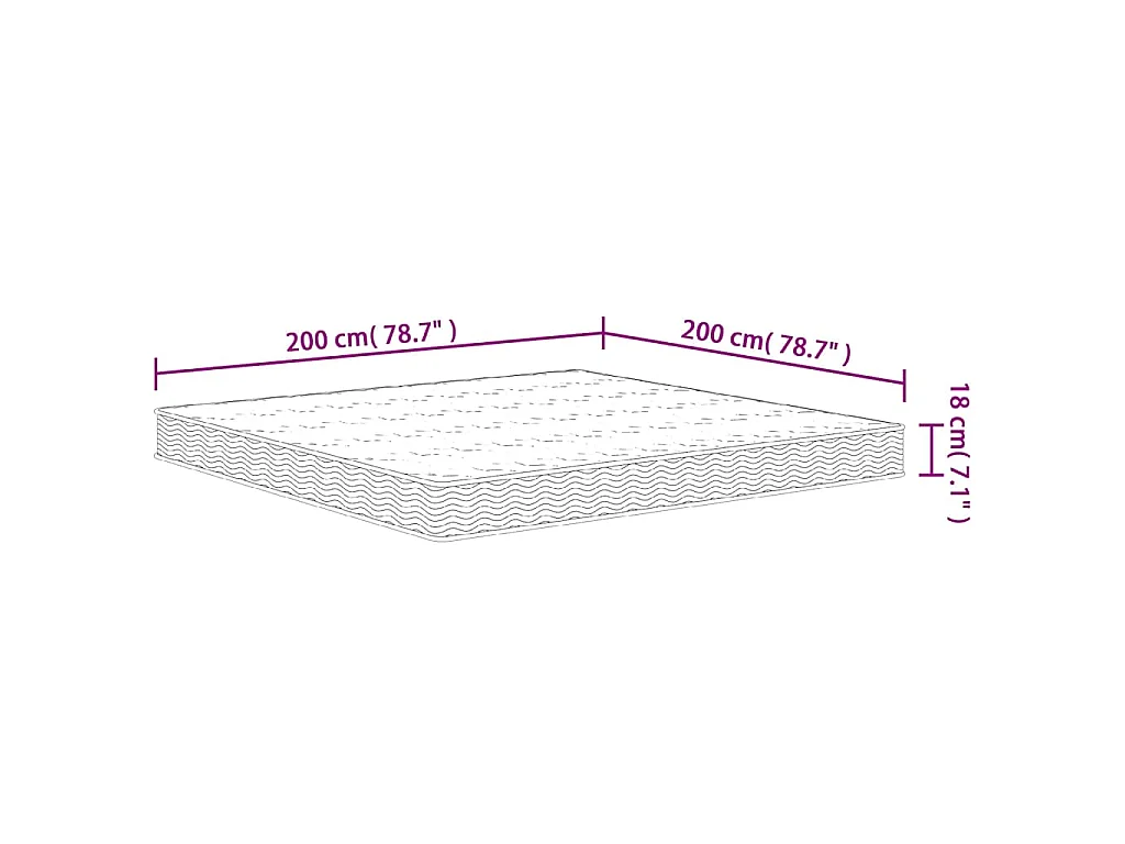 Matelas à ressorts bonnell moyen 200x200 cm