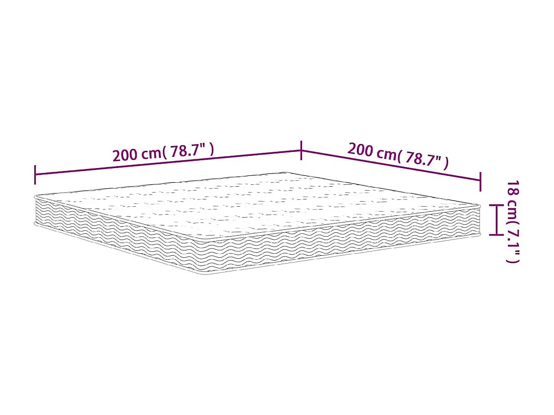 Matelas à ressorts bonnell moyen 200x200 cm