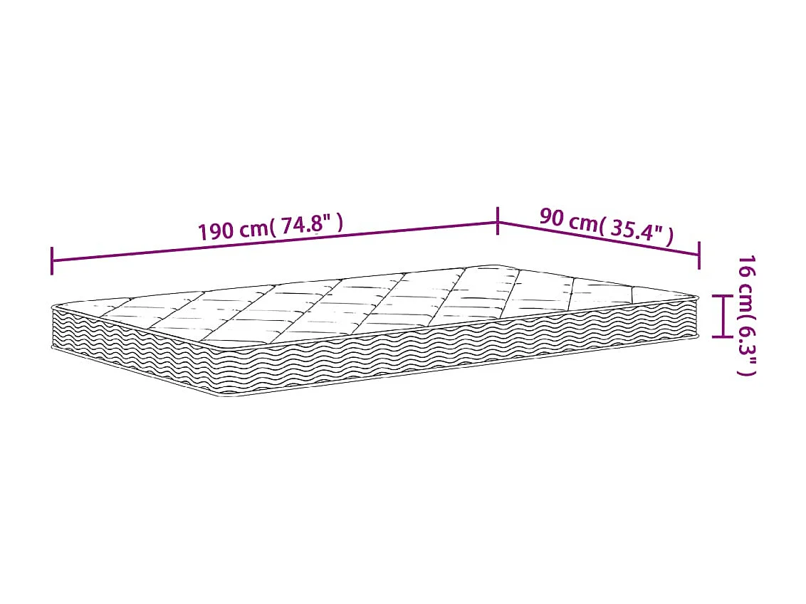 Matelas en mousse moyennement doux 90x190 cm