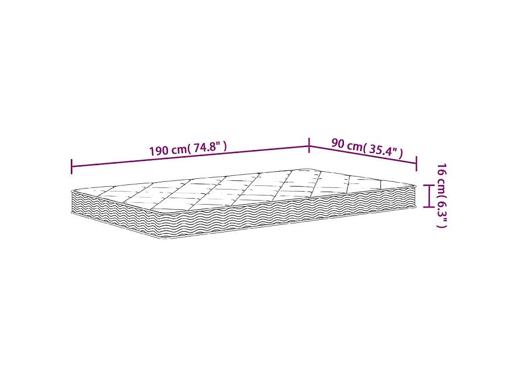 Matelas en mousse moyennement doux 90x190 cm