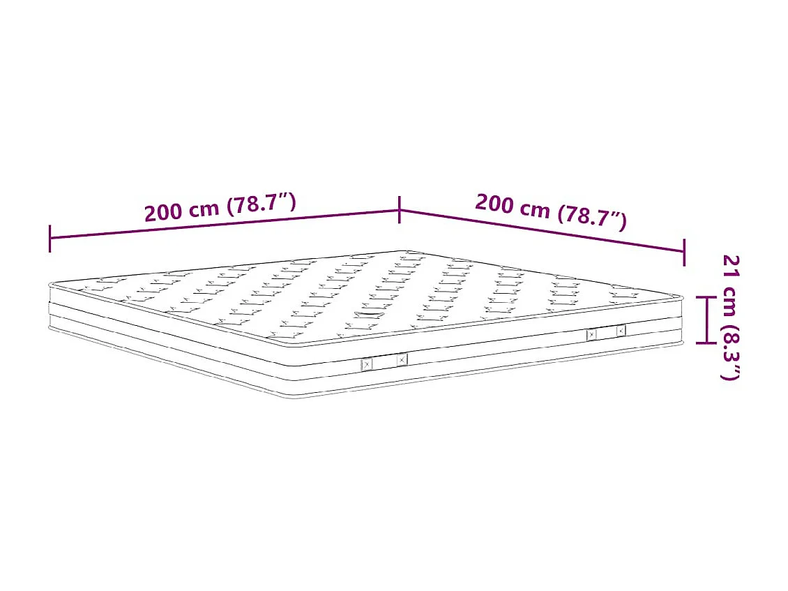 Matelas à ressorts bonnell moyen 200x200 cm