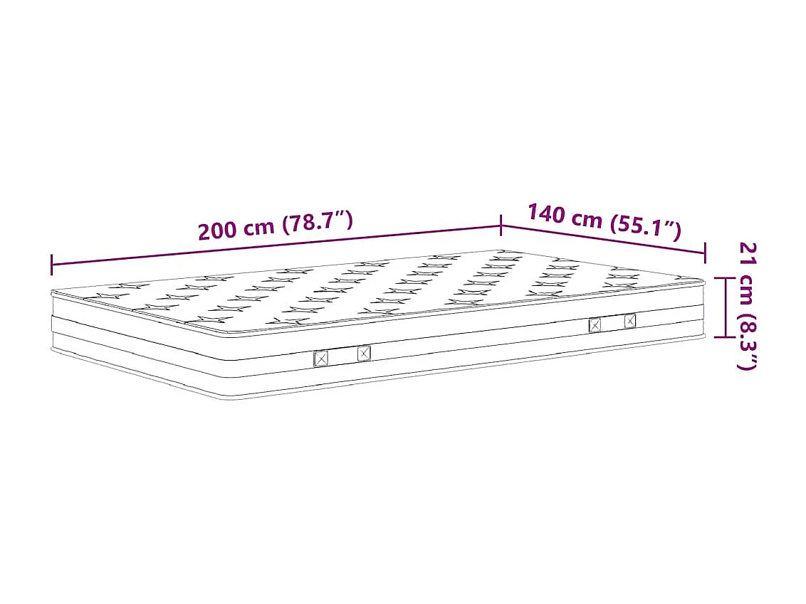 Matelas à ressorts bonnell moyen 140x200 cm