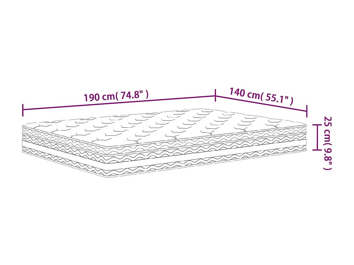 Matelas à ressorts ensachés moyen 140x190 cm