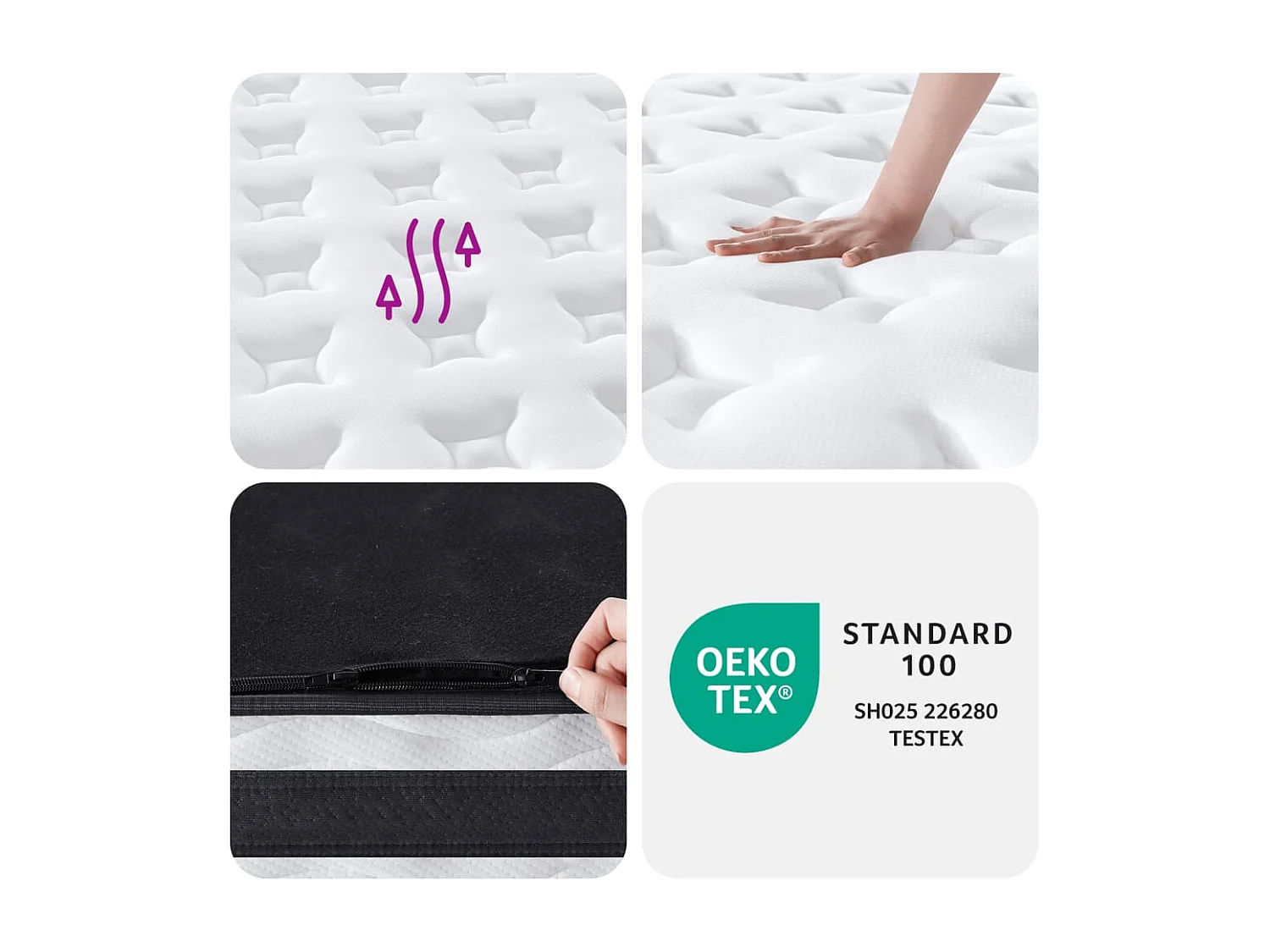 Matelas à ressorts ensachés moyen 140x190 cm