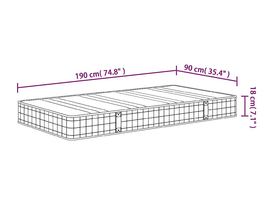 Matelas à ressorts bonnell moyen 90x190 cm