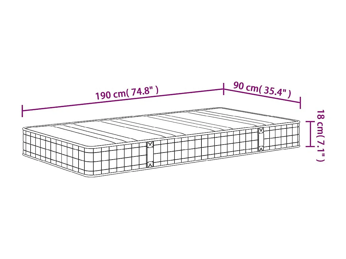 Matelas à ressorts bonnell moyen 90x190 cm