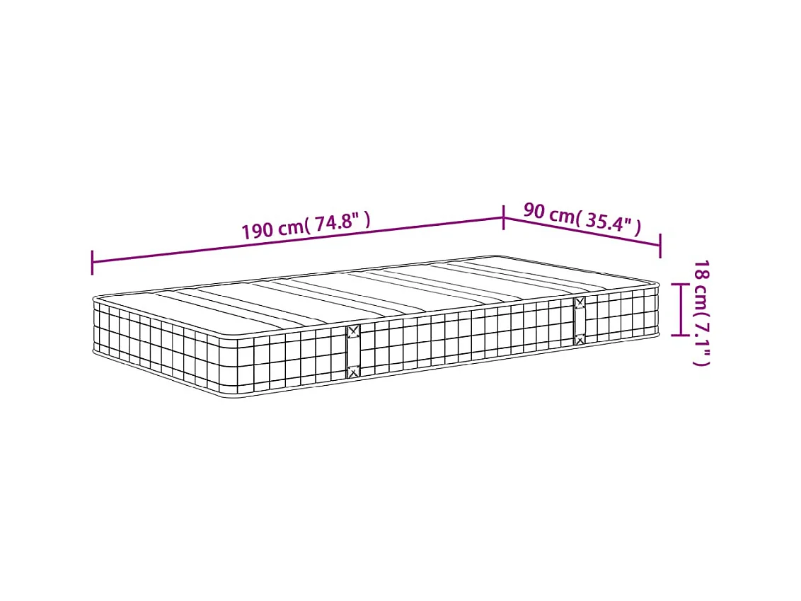 Colchón de muelles Bonnell firmeza media 90x190 cm