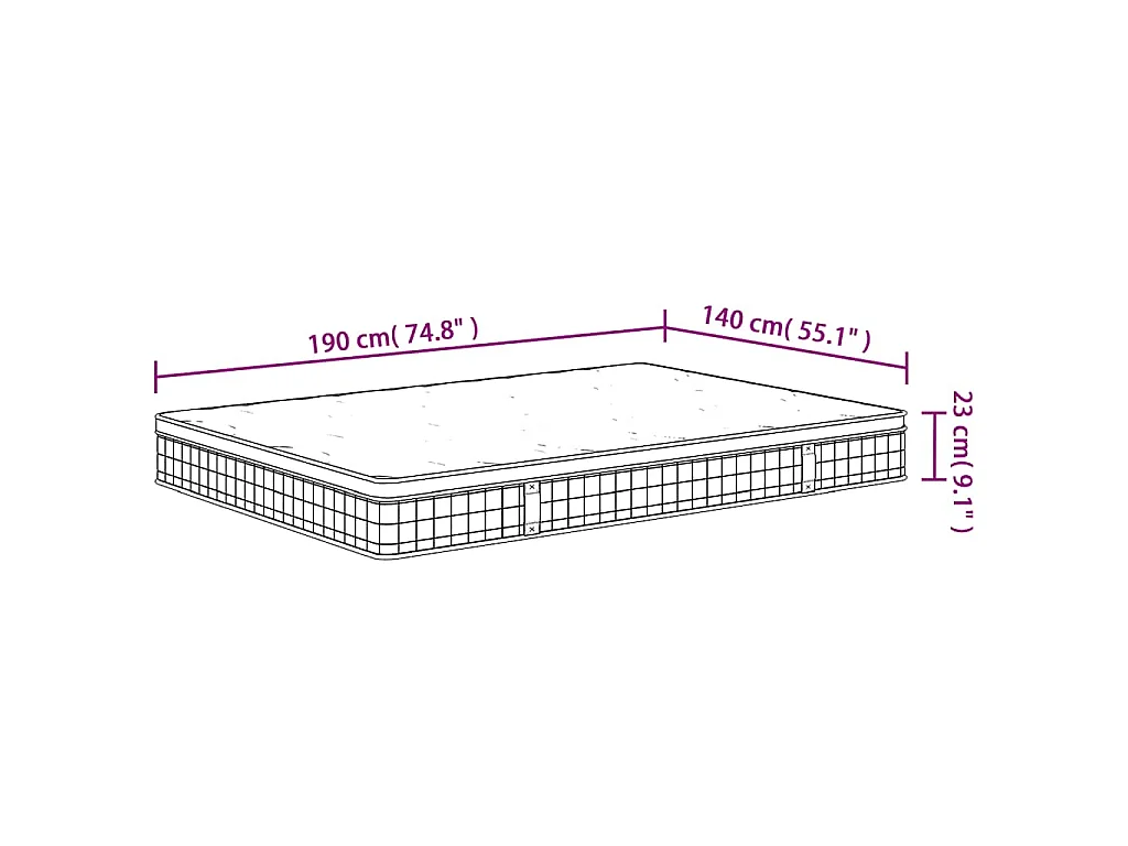 Binnenveringmatras middelhard 140x190 cm