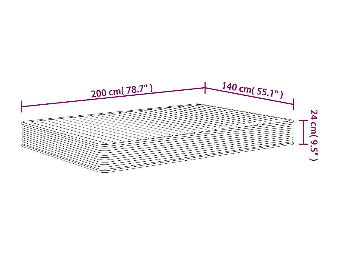Matelas en mousse moyennement doux 140x200 cm