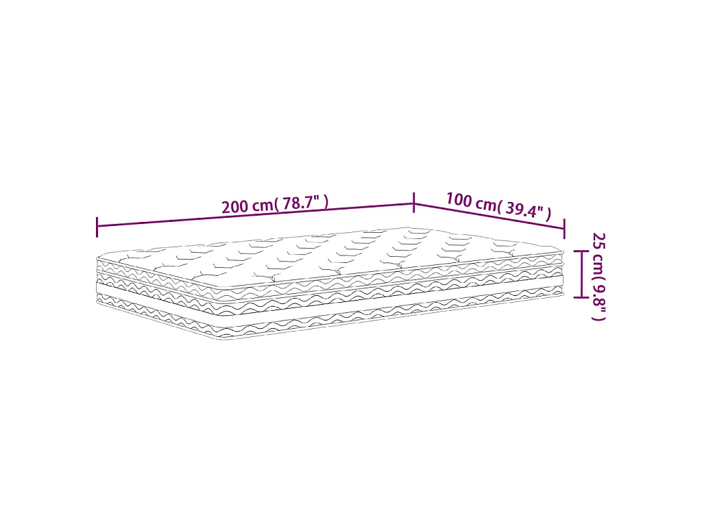 Matelas à ressorts ensachés moyen 100x200 cm