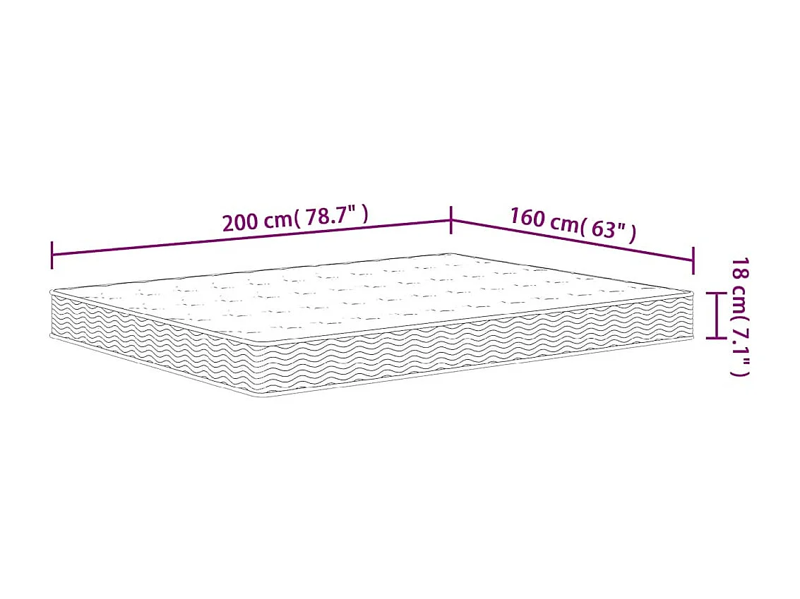 Matelas à ressorts bonnell moyen 160x200 cm